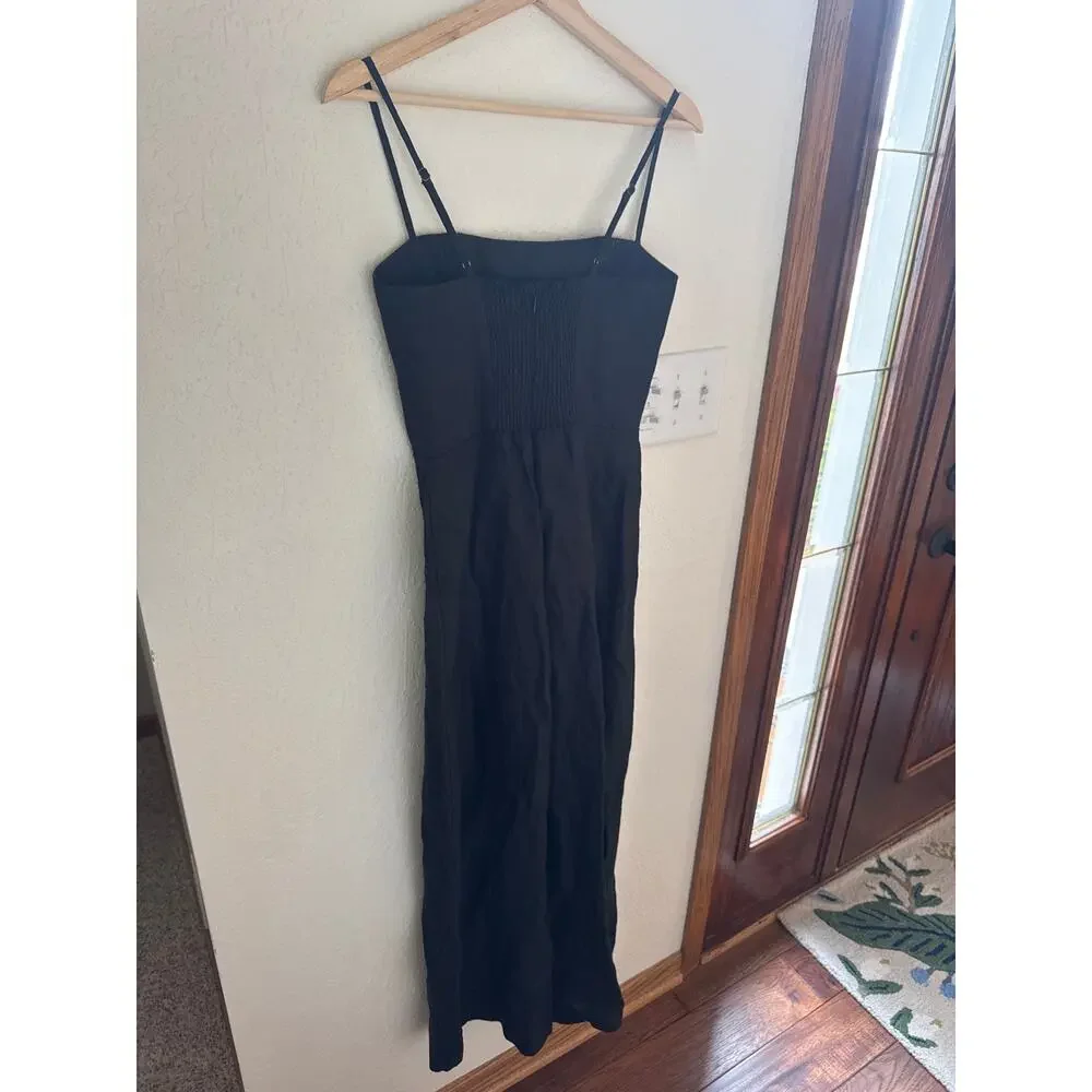 REFORMATION Overland Linen Jumpsuit in Black Size 4